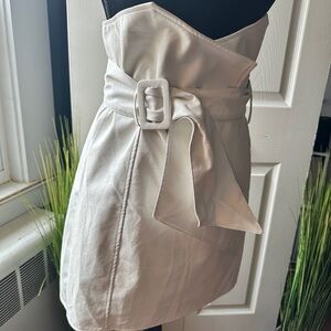 high waste white pleather mini skirt
